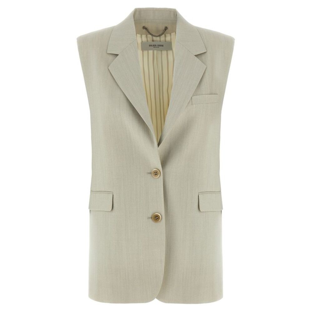 Golden Goose Beige Virgin Wool Sleeveless Women's Jacket